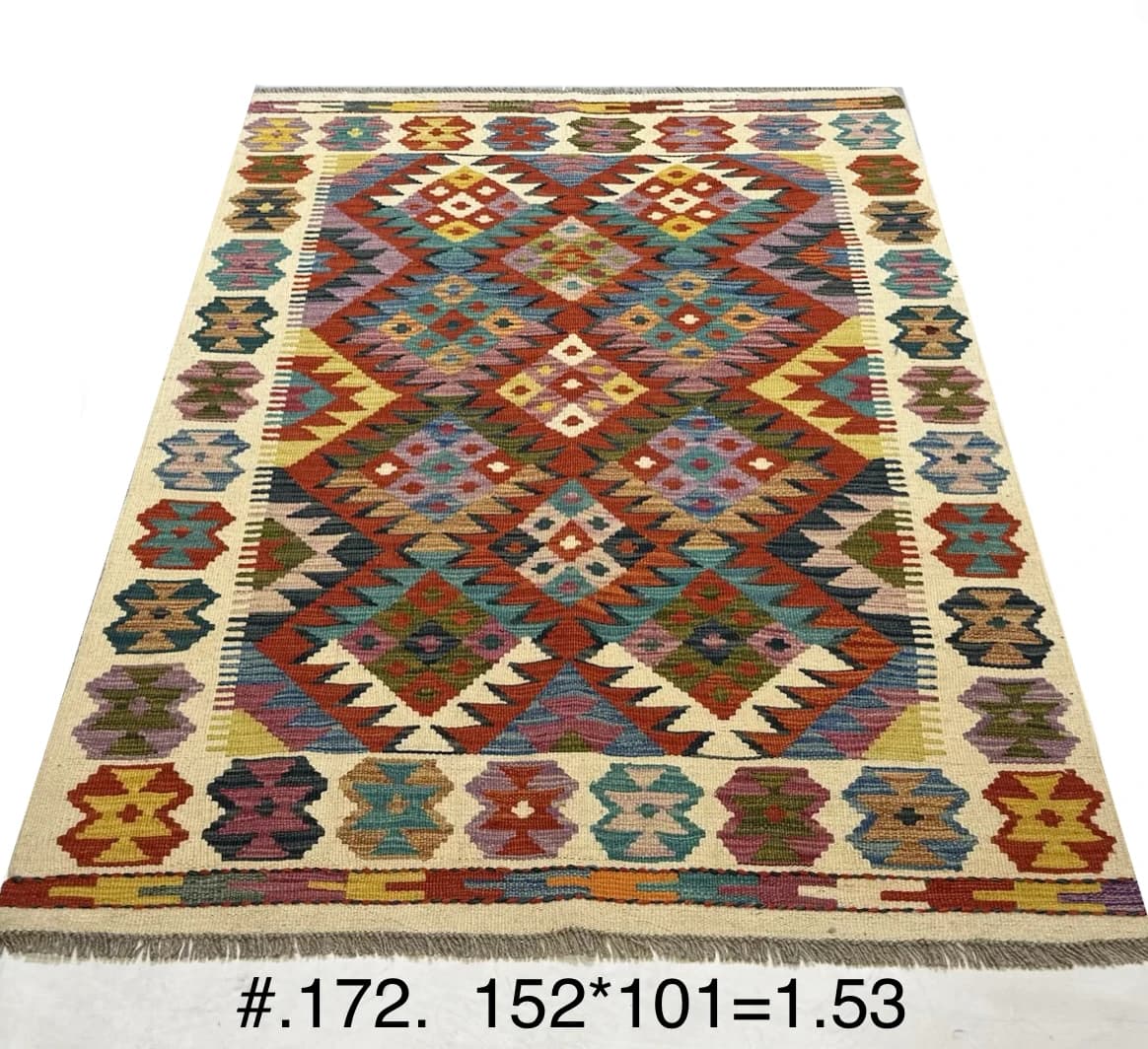 Afghan Tribal Kilim in Multicolour