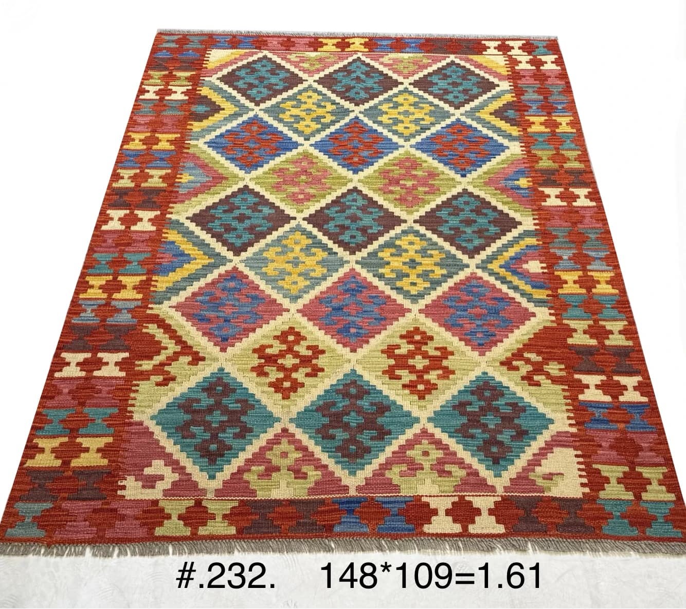 Afghan Diamond Kilim in Rich Multicolour