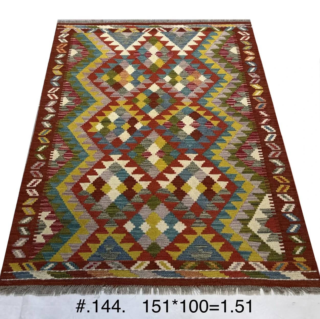 Handwoven Afghan Kilim in Warm Red & Multicolour