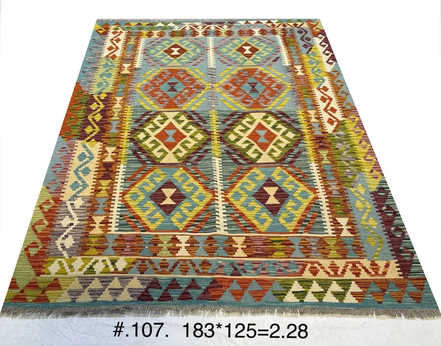 Handwoven Afghan Tribal Kilim – Multicolour Geometric